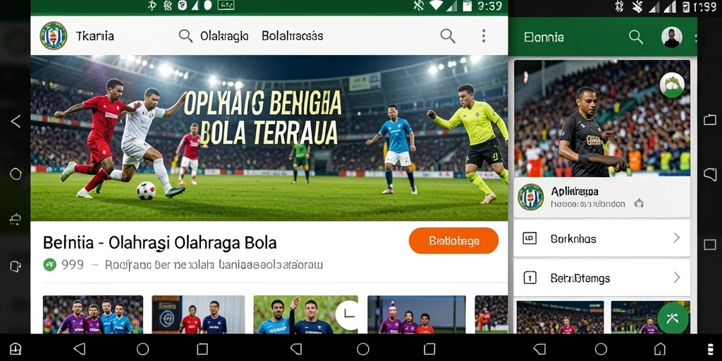 Antarmuka aplikasi 9939 saat menampilkan berita olahraga bola.
