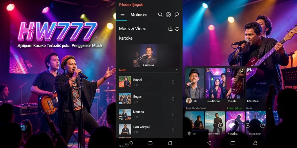Antarmuka aplikasi HW777 dengan fungsi Karaoke yang menarik.