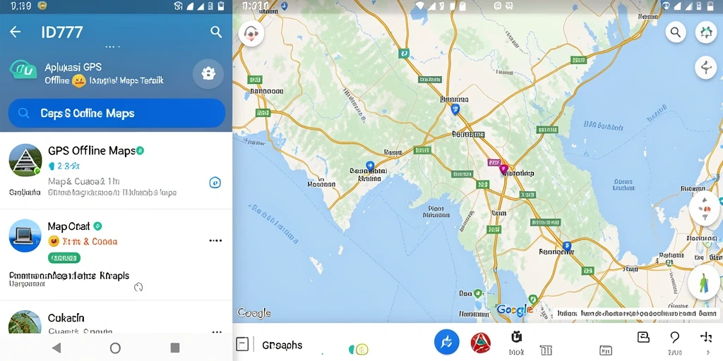 Antarmuka utama ID777 yang memudahkan navigasi peta offline.