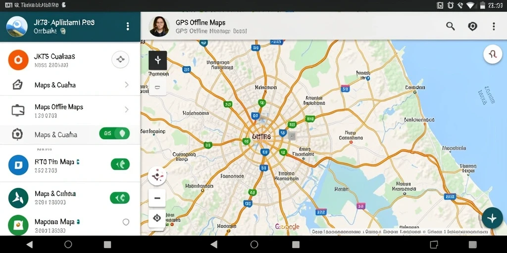 Tampilan antarmuka JKT8 dengan fitur GPS Offline Maps yang lengkap.