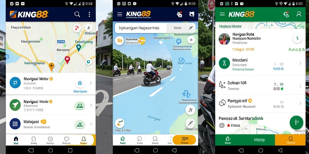 Antarmuka aplikasi KING88 yang menampilkan navigasi motor yang intuitif.