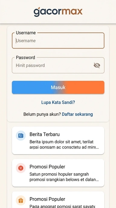 Masuk Akun Gacormax untuk Pengguna Android
